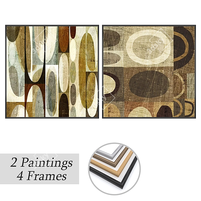 Wall Art Set with Frame Options 3D model image 1