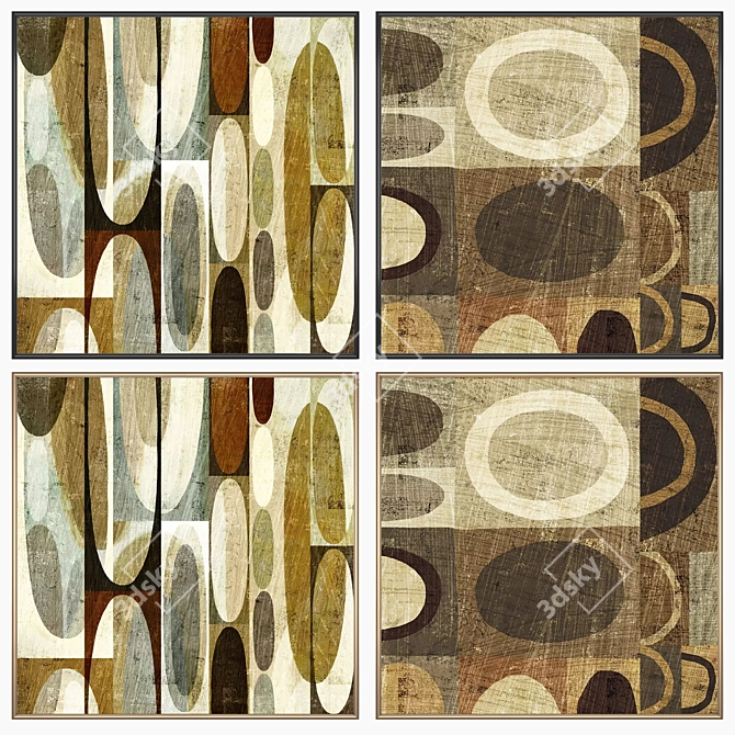 Wall Art Set with Frame Options 3D model image 2
