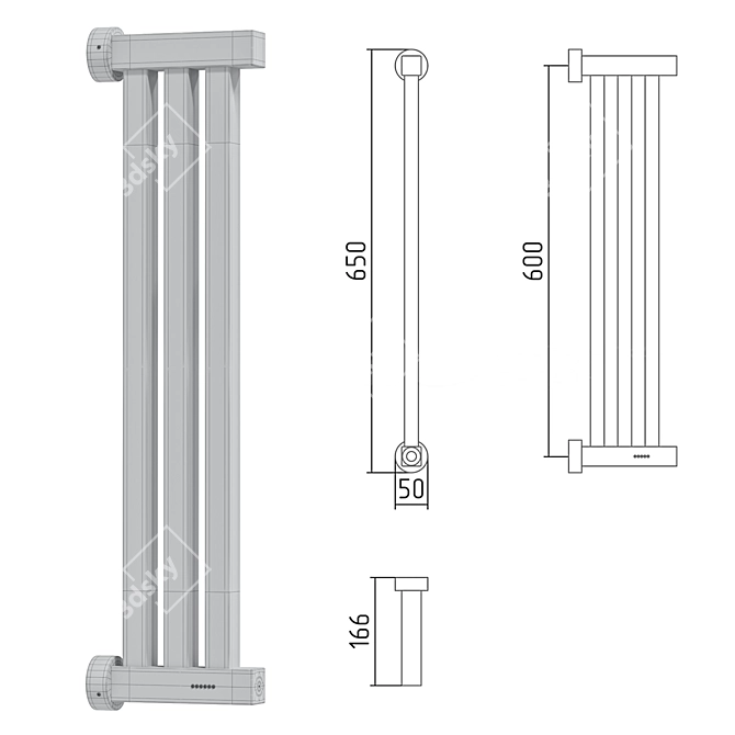 Electric Towel Rail Xorda 2017 3D model image 2