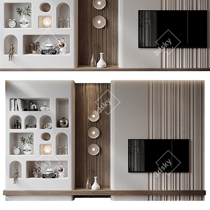 Modern TV Wall Shelf 0651 3D model image 1