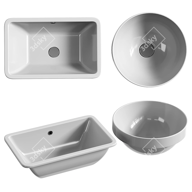 Compact Elegance Basin Sets 3D model image 1