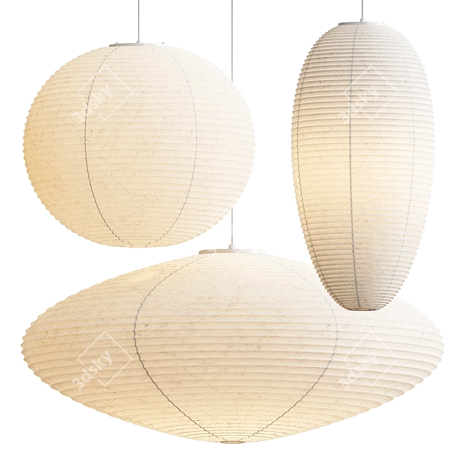 Sculptural Vitra Akari Pendant Lights 3D model image 1