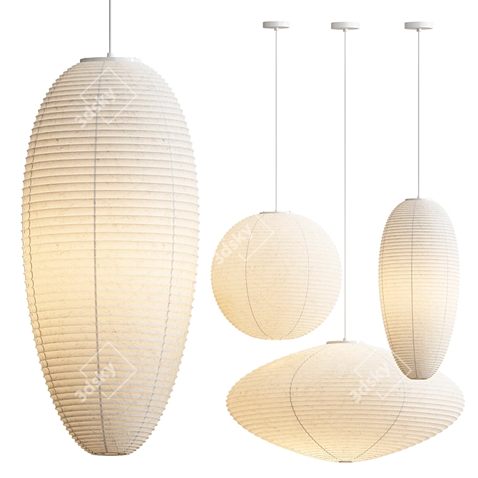 Sculptural Vitra Akari Pendant Lights 3D model image 2