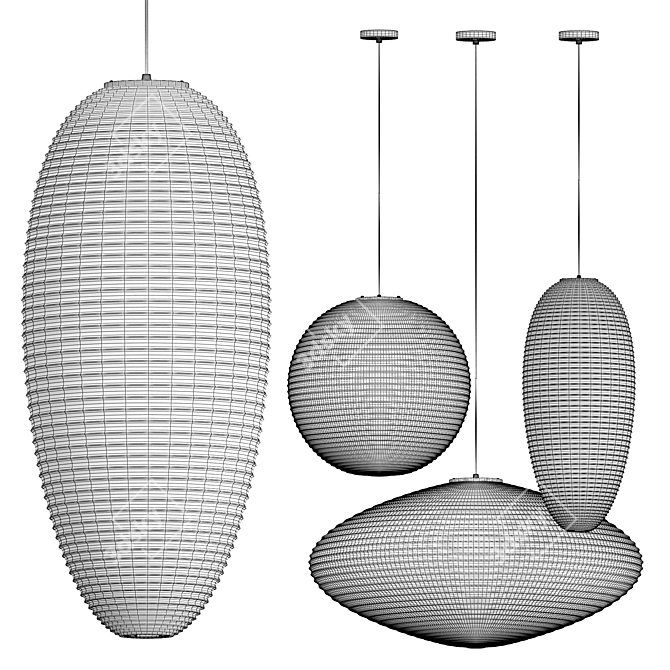 Sculptural Vitra Akari Pendant Lights 3D model image 3