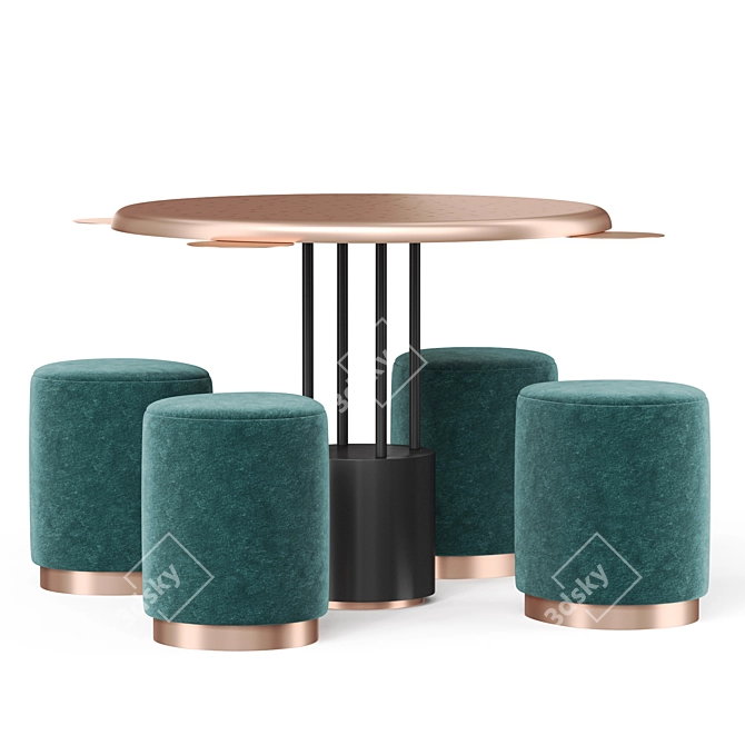 Burraco Puf Table Set 3D model image 2
