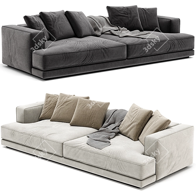 Luxury AUGUSTO Fabric Sofa 4-Seater 3D model image 2