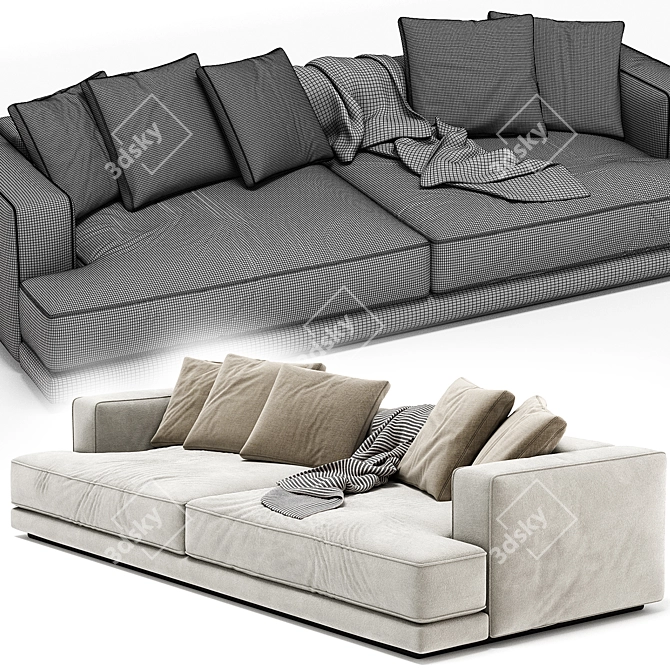 Luxury AUGUSTO Fabric Sofa 4-Seater 3D model image 4