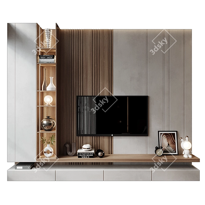 Modern TV Wall Decor Shelf 3D model image 1