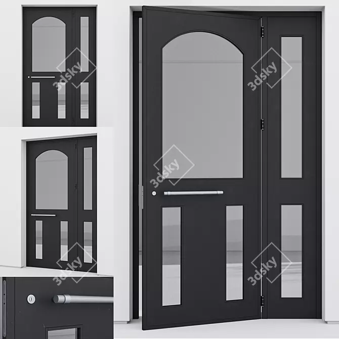 Sleek Aluminium Door Design 3D model image 1