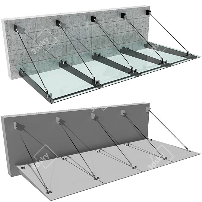 Modern Glass Canopy 3D Model 3D model image 4