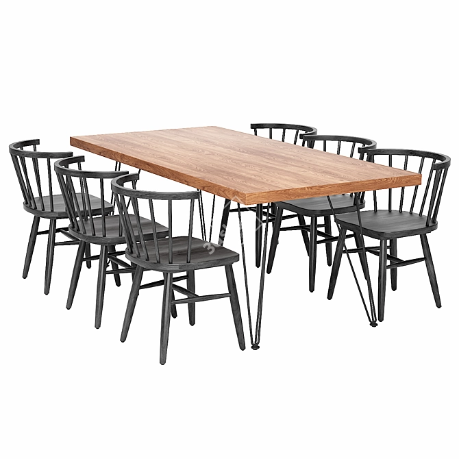 Modern Shaker Style Dining Set 3D model image 1