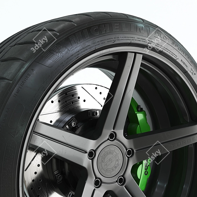 D2 Forged Rim Michelin Tire 3D model image 3