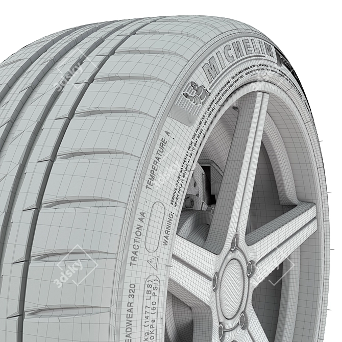 D2 Forged Rim Michelin Tire 3D model image 7