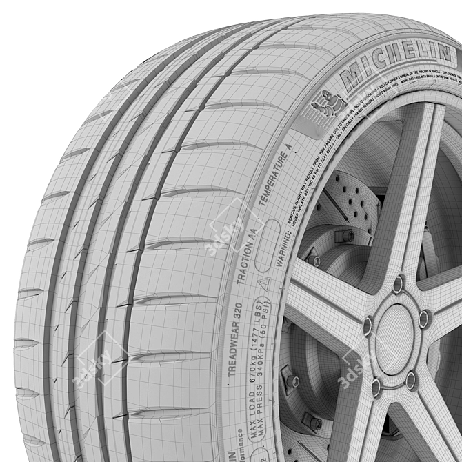 D2 Forged Rim Michelin Tire 3D model image 8