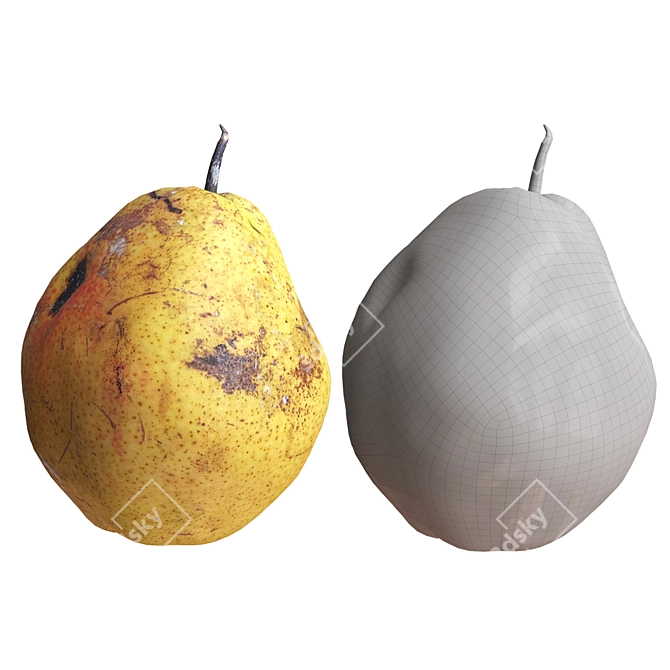 4 Realistic Pears Set, 3D 3D model image 2