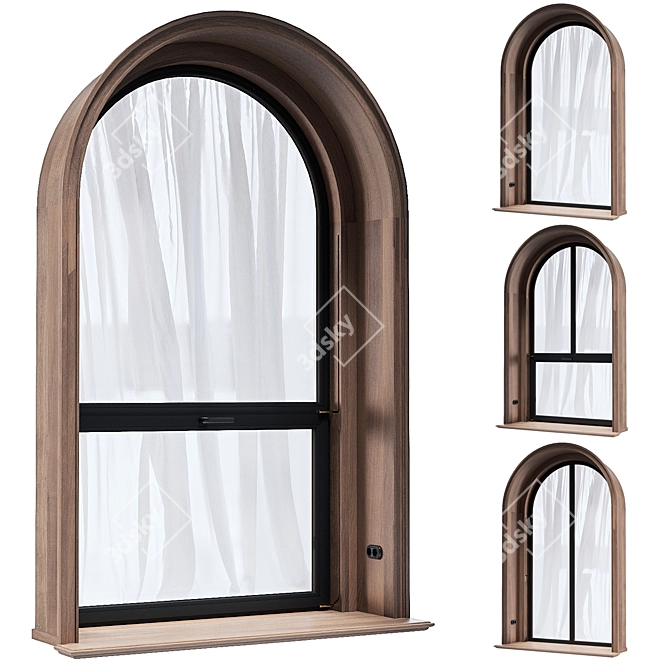 Modern Arch Windows - 3D Assets 3D model image 1