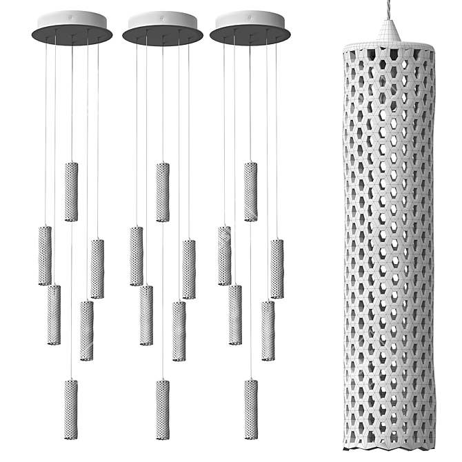 Sleek Glass Tube Pendant Light 3D model image 3