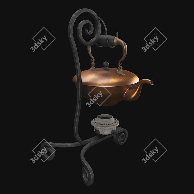 Antique Teapot 3D Model Kit 3D model image 4