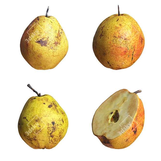 Pear-fection: 4 Realistic Pears 3D model image 1