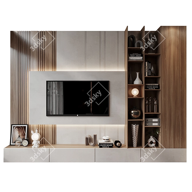 Modern TV Wall Decor Shelf 3D model image 1
