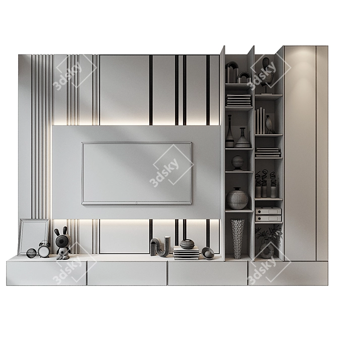 Modern TV Wall Decor Shelf 3D model image 2