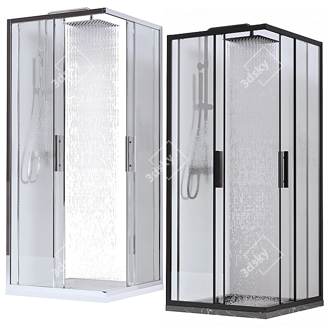 Chic Shower Set with Mixers 3D model image 1