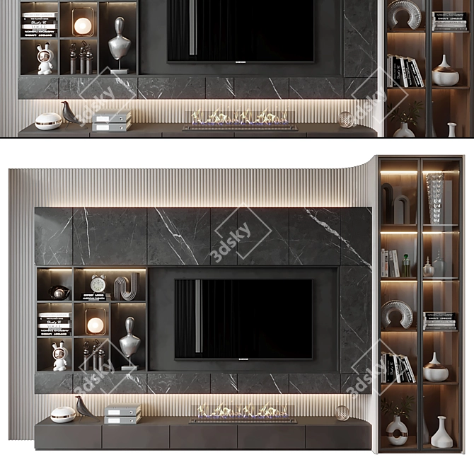 Modern TV Wall Shelf Decor 3D model image 1