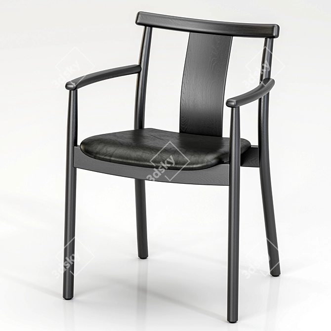 Traditional Wood Dining Armchair 3D model image 3