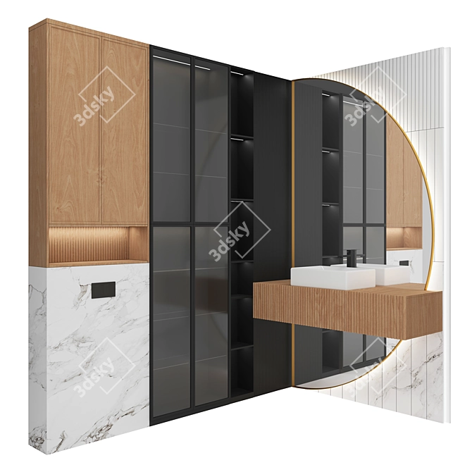 Bathroom Vanity Set with Mirror 3D model image 1