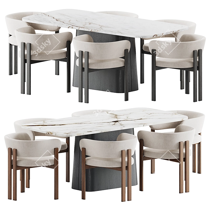 Modern Dining Set Boss Ceramics 3D model image 2
