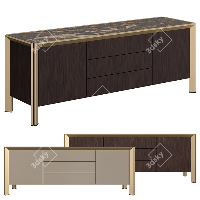 Modern Wooden Sideboard: Easy Edit 3D model image 1