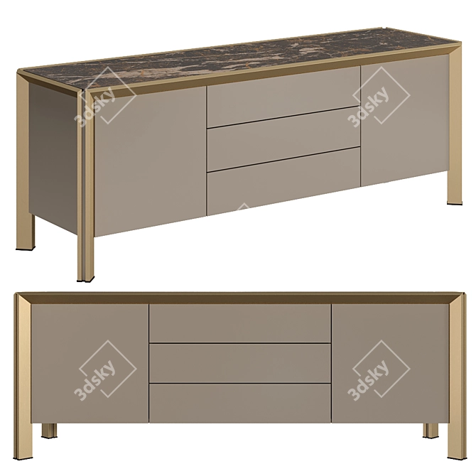 Modern Wooden Sideboard: Easy Edit 3D model image 2