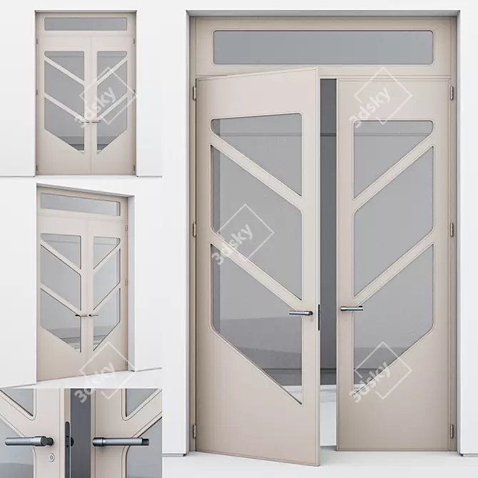 Modern Aluminum Door Render Corona 3D model image 1