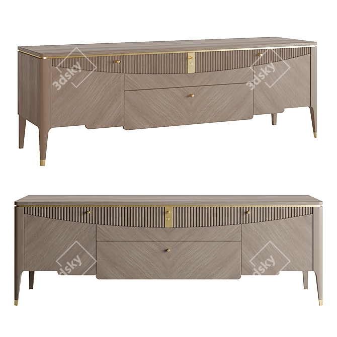 Italian Carpanese TV Cabinet Wood Metal 3D model image 1