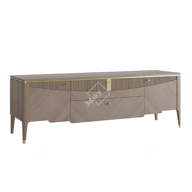 Italian Carpanese TV Cabinet Wood Metal 3D model image 2