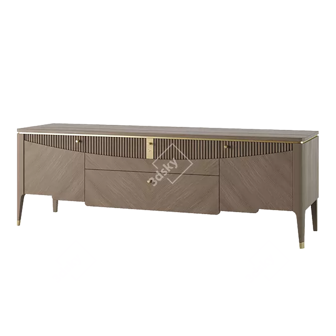 Italian Carpanese TV Cabinet Wood Metal 3D model image 3