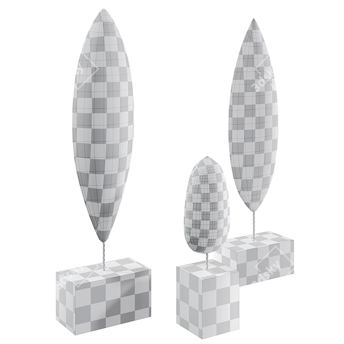 Modern Organic Sculpture Set 3D model image 4