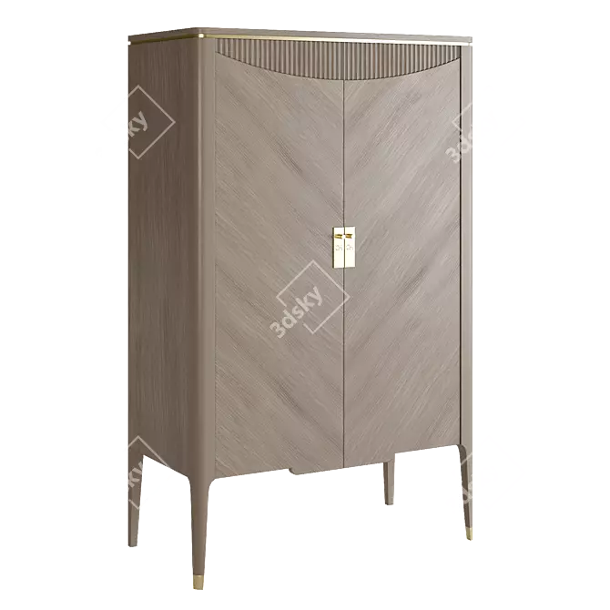 Italian Highboard Hinged Doors Bar 3D model image 1