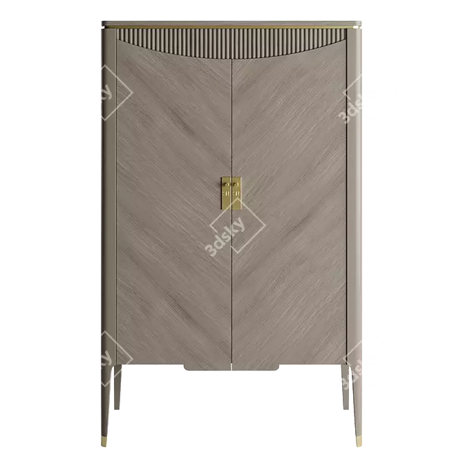 Italian Highboard Hinged Doors Bar 3D model image 2