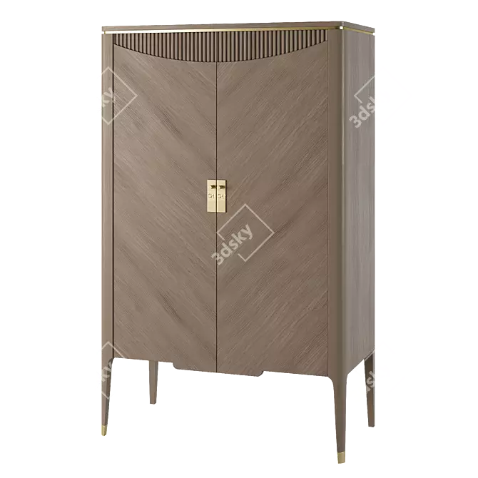 Italian Highboard Hinged Doors Bar 3D model image 3