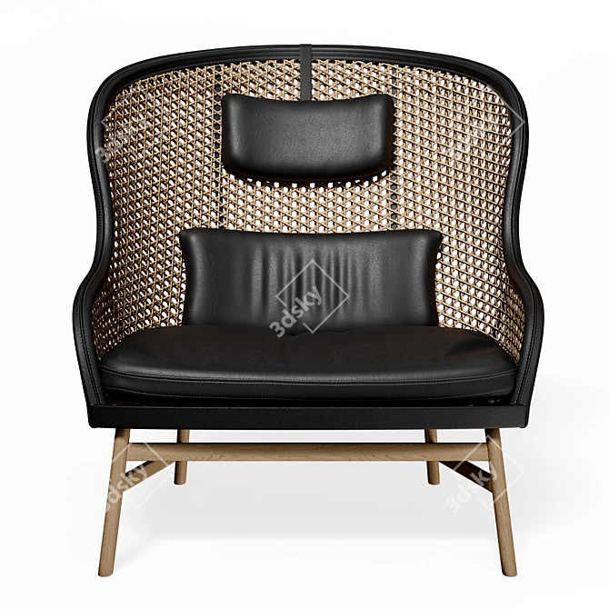 Luxury Rattan and Leather Armchair 3D model image 3