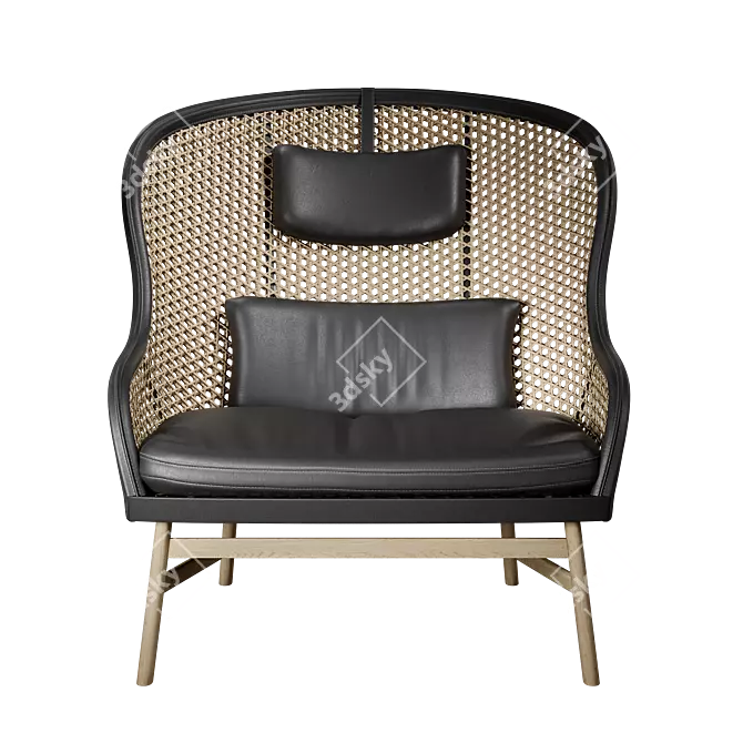 Luxury Rattan and Leather Armchair 3D model image 5