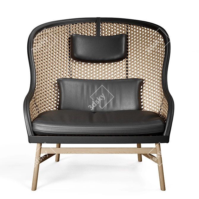 Luxury Rattan and Leather Armchair 3D model image 6