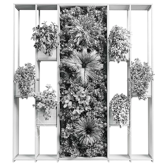 Metal Frame Vertical Garden Partition 3D model image 5