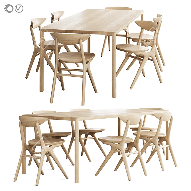 Sleek Air Dining Set Bundle 3D model image 1