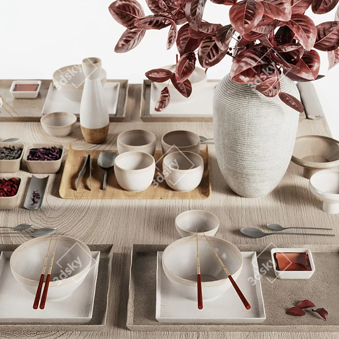  Elegant Tableware Set for 21 3D model image 5