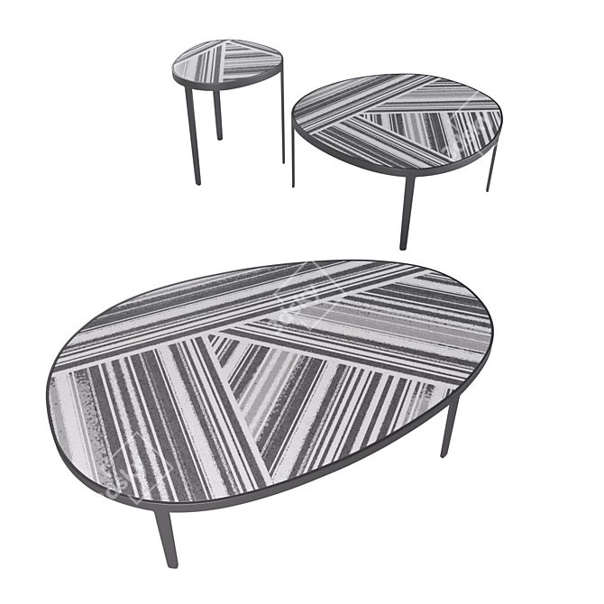 Elegant Metal and Stone Coffee Table 3D model image 3