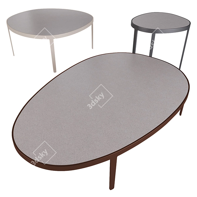 Elegant Metal and Stone Coffee Table 3D model image 9