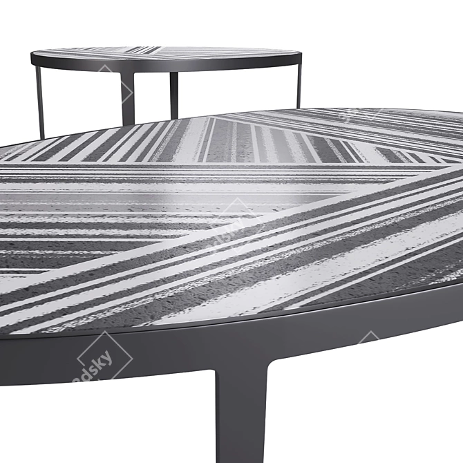 Elegant Metal and Stone Coffee Table 3D model image 10