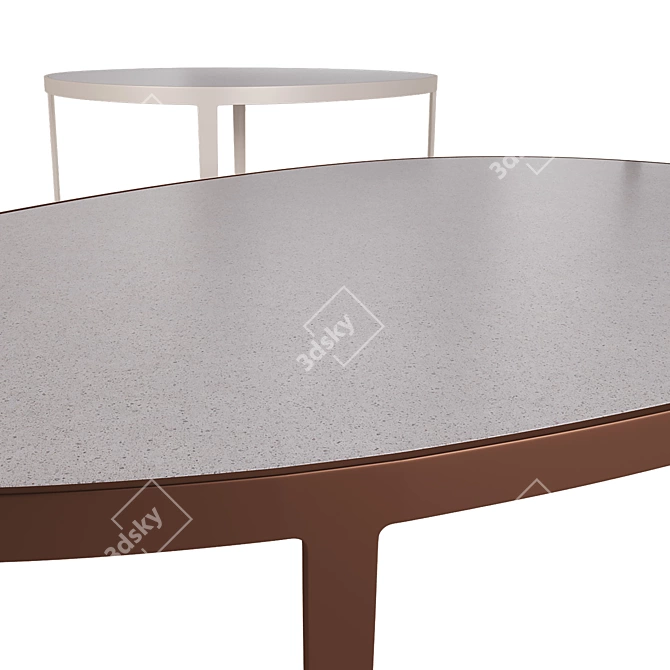 Elegant Metal and Stone Coffee Table 3D model image 11